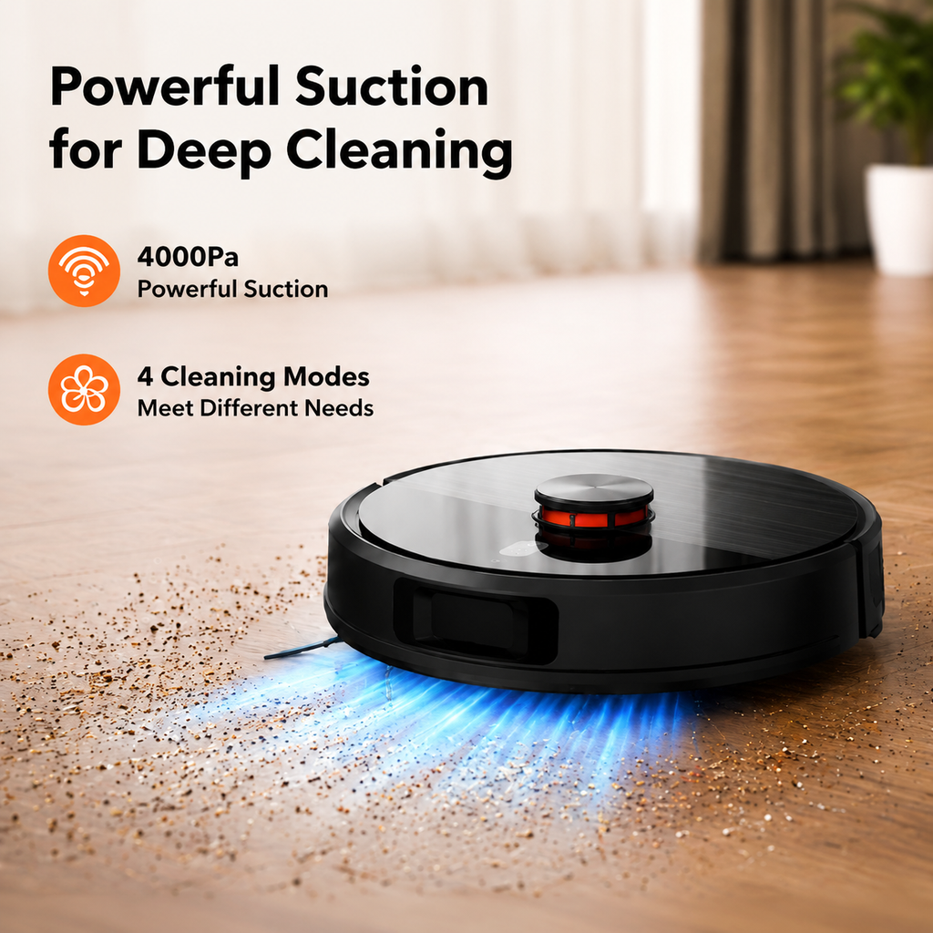 Robot Vacuum Cleaner, Robot Vacuum and Mop Combo with WIFI / Alexa for Pet Hair and Hard Floor-White