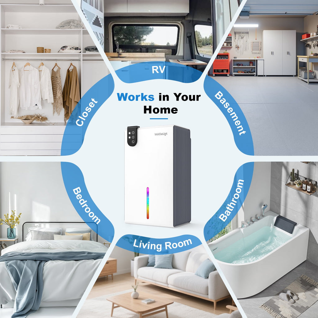 GOOVI Dehumidifiers for Home Basement Bedroom Bathroom with Drain Hose
