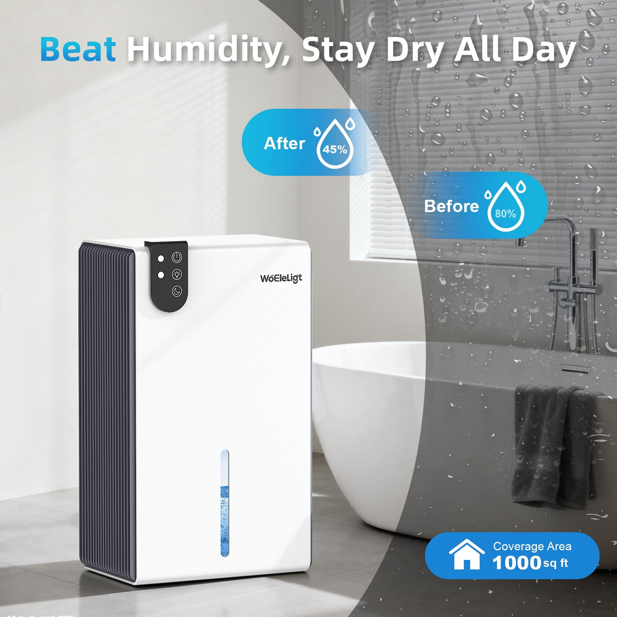 GOOVI Dehumidifiers for Home Basement Bedroom Bathroom with Drain Hose