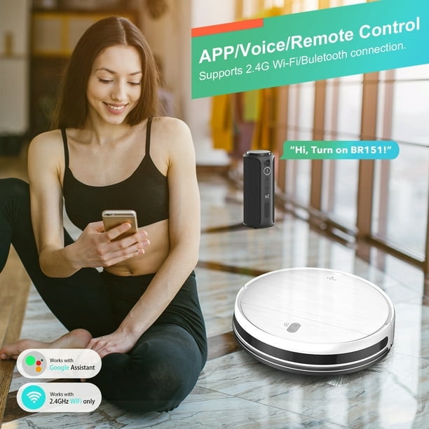 ONSON Robot Vacuum Cleaner,2 in 1 Robot Vacumm Mop Combo, With Alexa/WiFi/App Connection,for Pet Hair，Hard Floor - Black