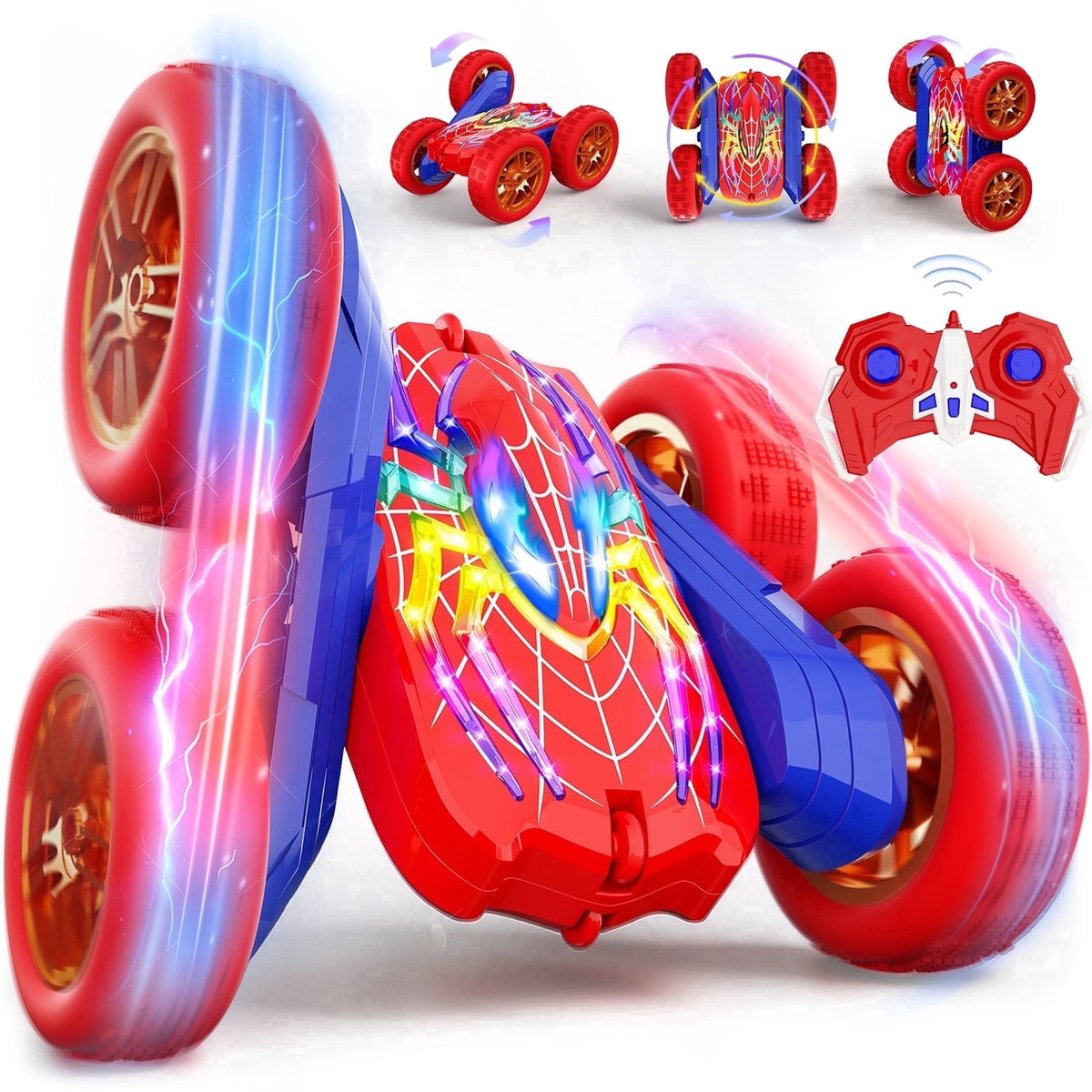 Aogsiyt Spider RC Car for Kids, 4WD Double Sided 360° Rotating Remote Control Car with Light and 2 Battery, Birthday Gifts for Boys Girls 3-12