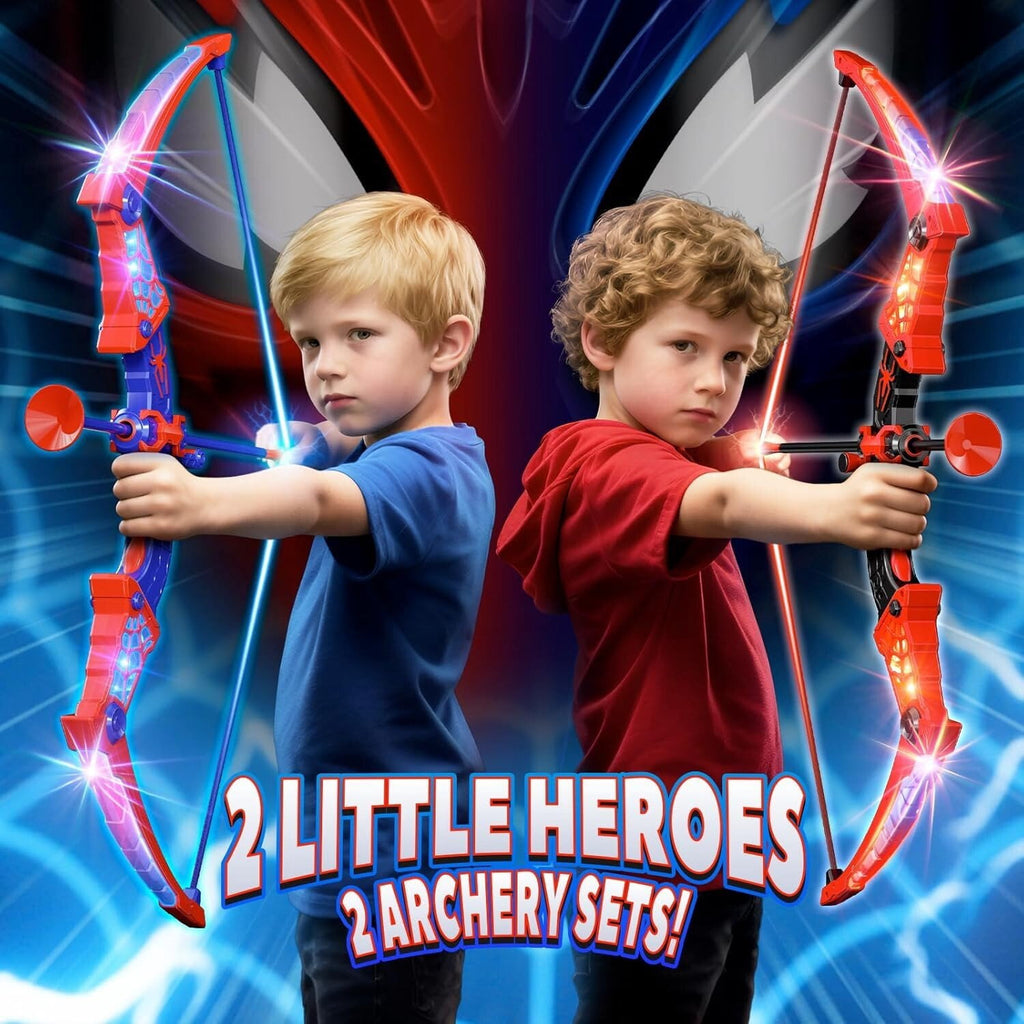 Aogsiyt 2 Pack Kids Bow and Arrow Set with LED Lights, Archery Toy with 8 Suction Cup Arrows & Target, Outdoor Indoor Toy Gift for Boys Girls Ages 3-12