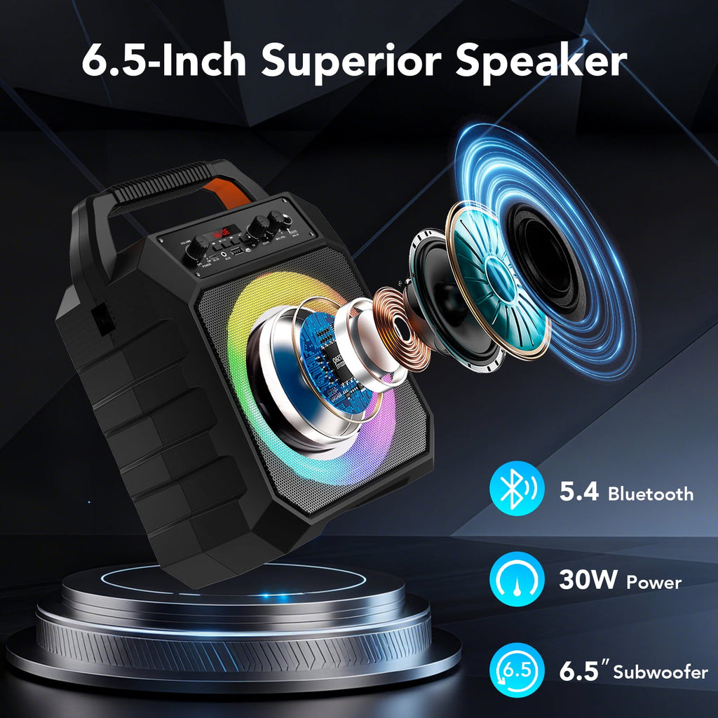 Karaoke Machine for Adults Kids, Karaoke Speaker with 2 Microphone, Portable Bluetooth Speaker with DJ Lights for Party, Support USB