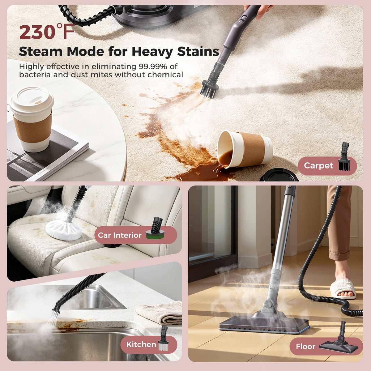 GOOVI Steam Cleaner Handheld Steamer Steam Mop Canister Steamer Cleaner for Home