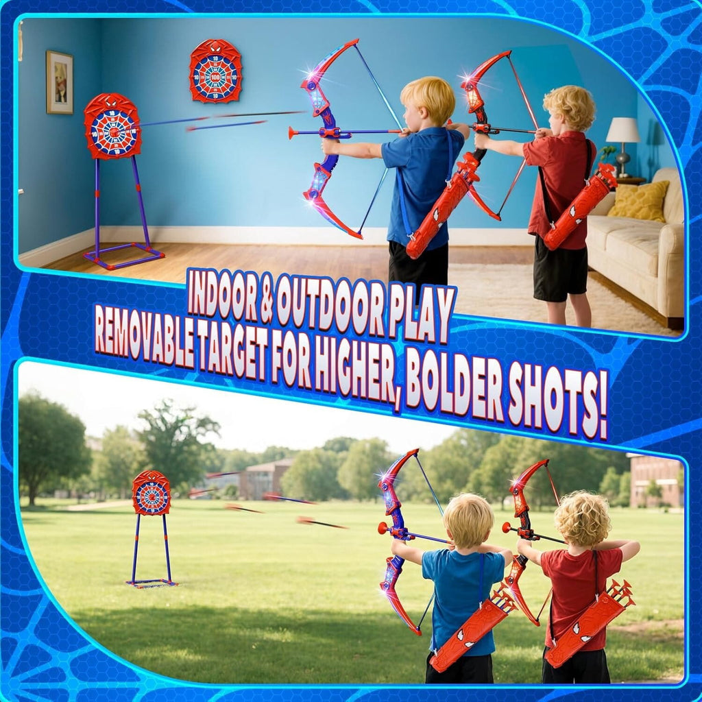 Aogsiyt 2 Pack Kids Bow and Arrow Set with LED Lights, Archery Toy with 8 Suction Cup Arrows & Target, Outdoor Indoor Toy Gift for Boys Girls Ages 3-12