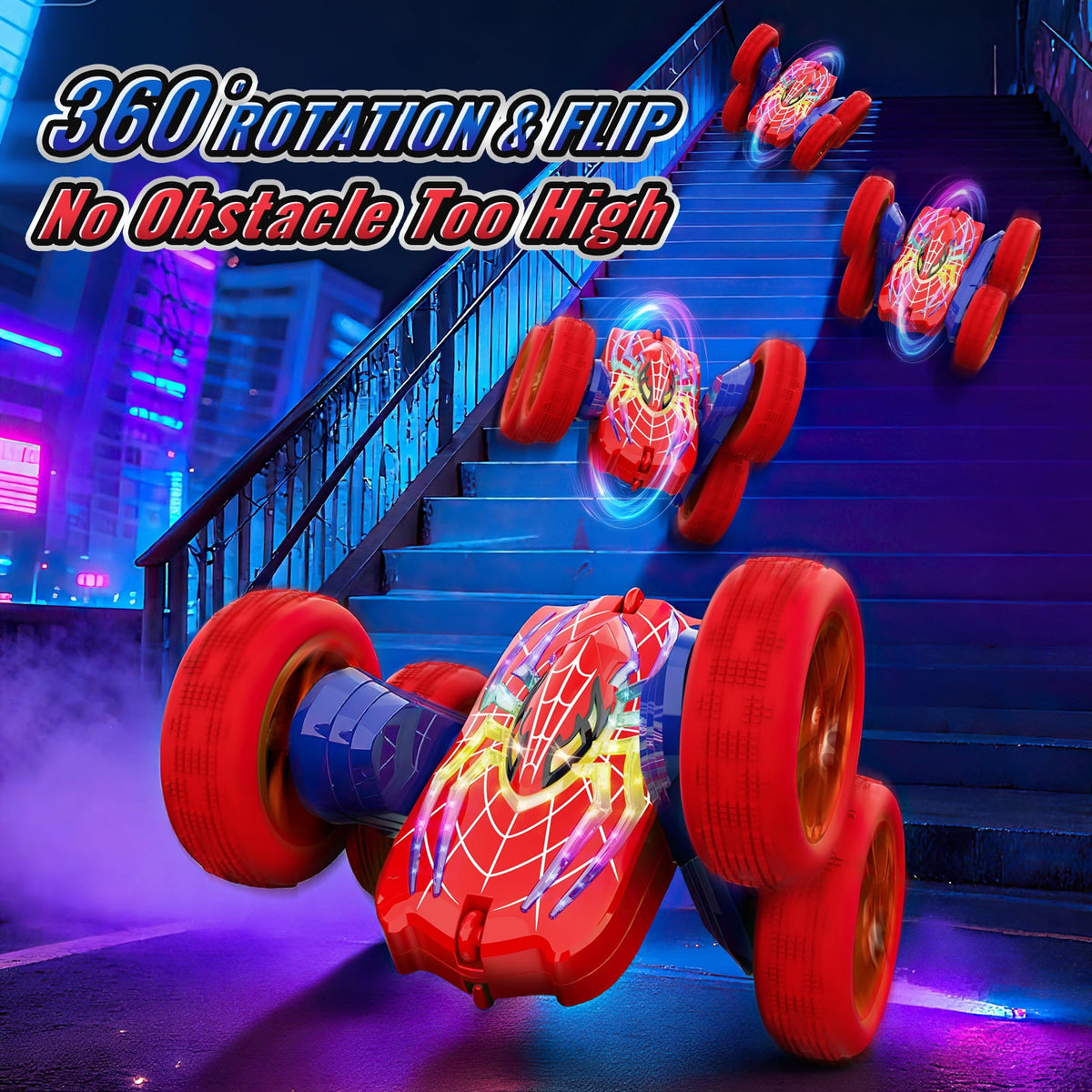 Aogsiyt Spider RC Car for Kids, 4WD Double Sided 360° Rotating Remote Control Car with Light and 2 Battery, Birthday Gifts for Boys Girls 3-12
