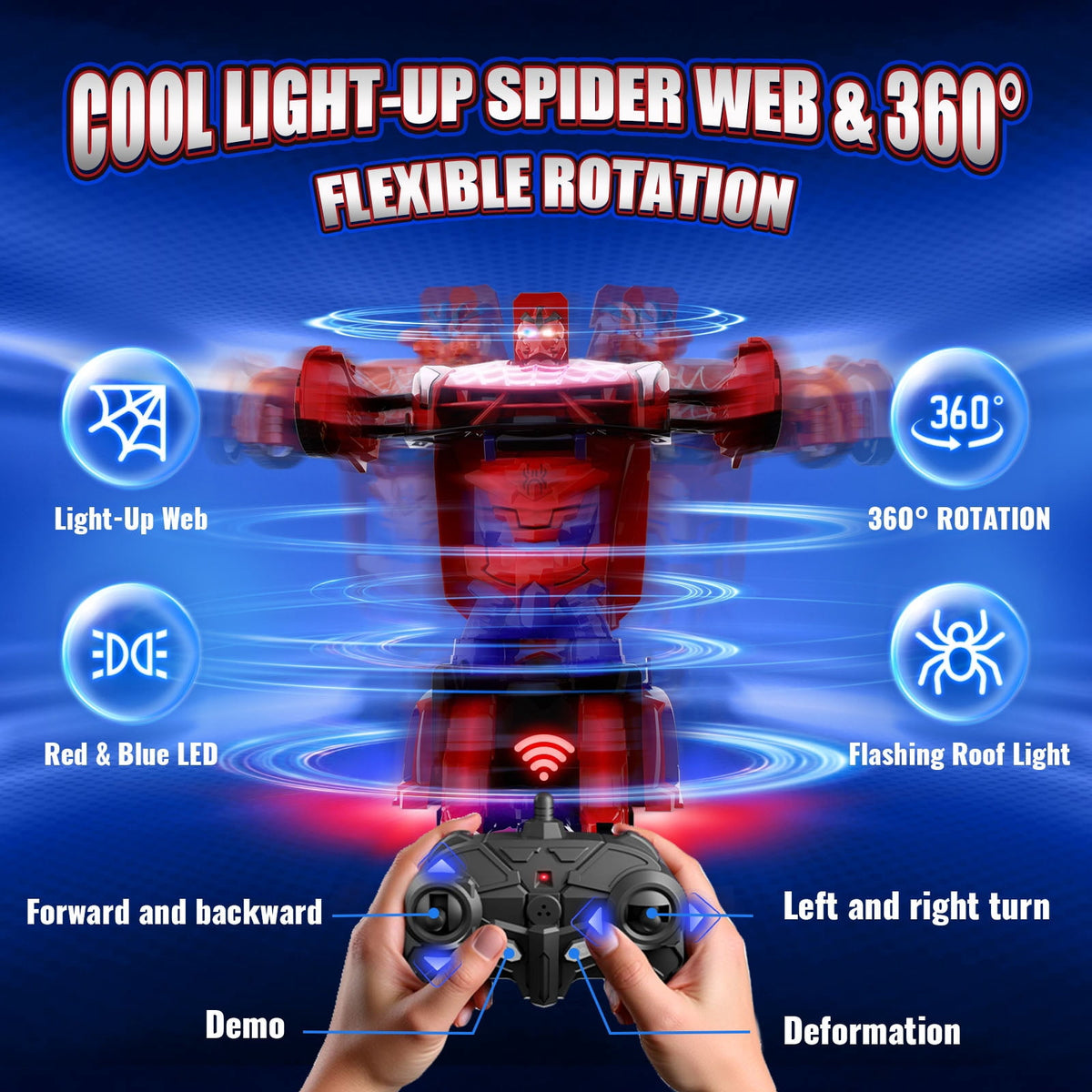 Aogsiyt 1:18 RC Car Transform Robot, Remote Control Cars for Kids, Birthday Gifts for 3-12 Year Old Boys , 360° Rotation, Upgraded Light-Up Version
