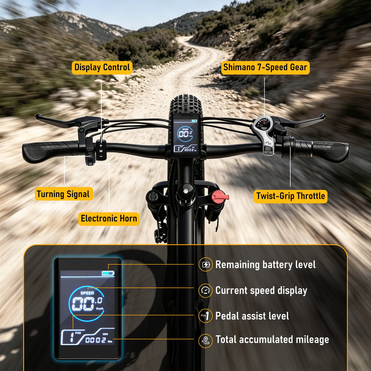 AMYET EB26 750W Electric Bike for Adults, 26" x 4" Fat Tire, 48V 15Ah, Black