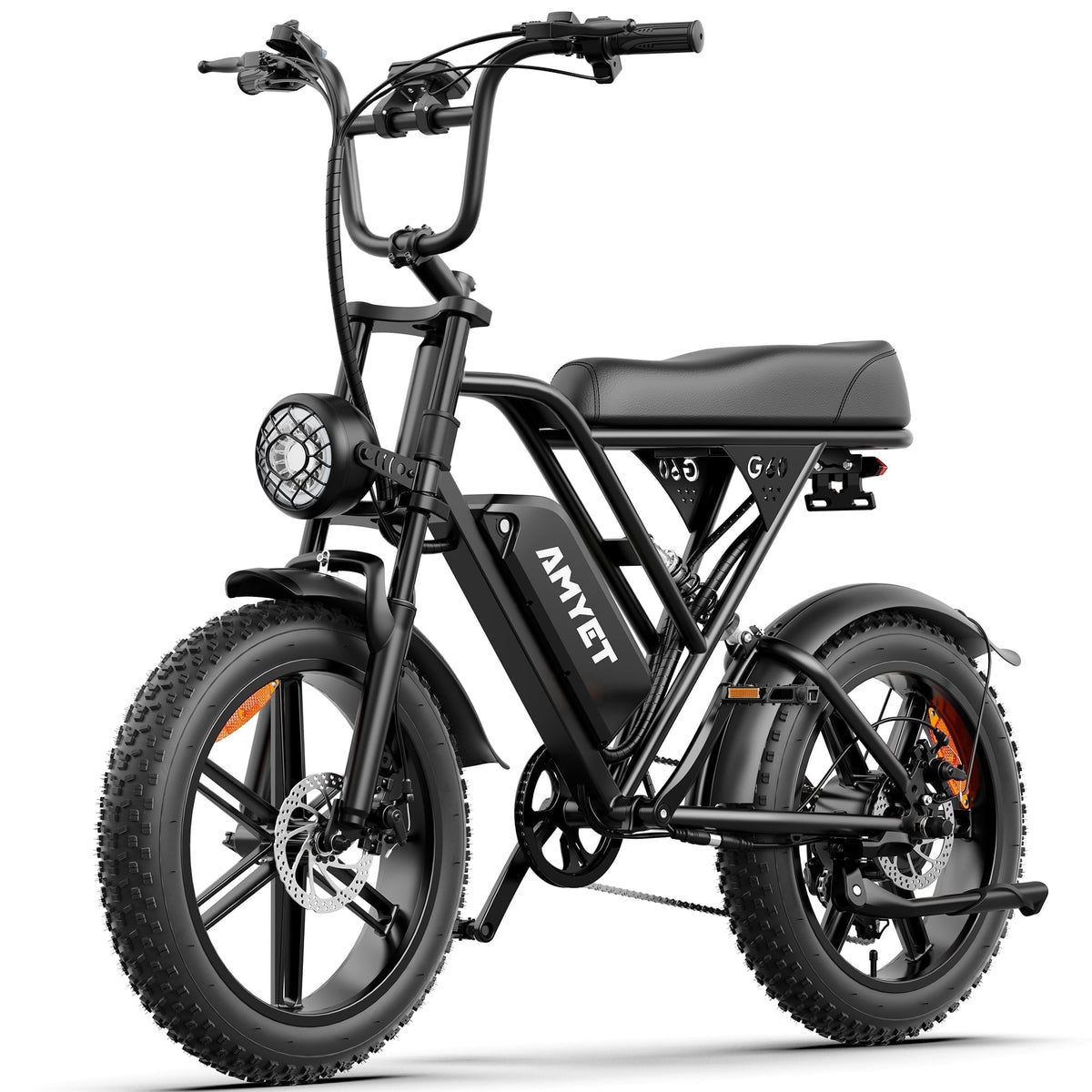 AMYET G60 Electric Bike for Adults, 750W Motor, 20 MPH, 48V 20Ah 960Wh Battery, 20" x 4" Fat Tires, Full Suspension, UL 2849
