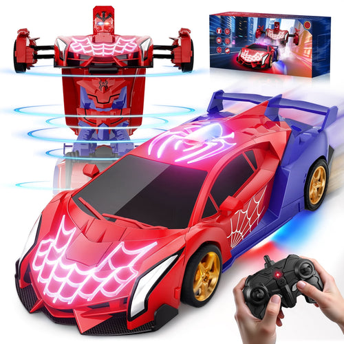 Aogsiyt 1:18 RC Car Transform Robot, Remote Control Cars for Kids, Birthday Gifts for 3-12 Year Old Boys , 360° Rotation, Upgraded Light-Up Version