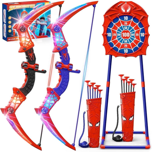 Aogsiyt 2 Pack Kids Bow and Arrow Set with LED Lights, Archery Toy with 8 Suction Cup Arrows & Target, Outdoor Indoor Toy Gift for Boys Girls Ages 3-12