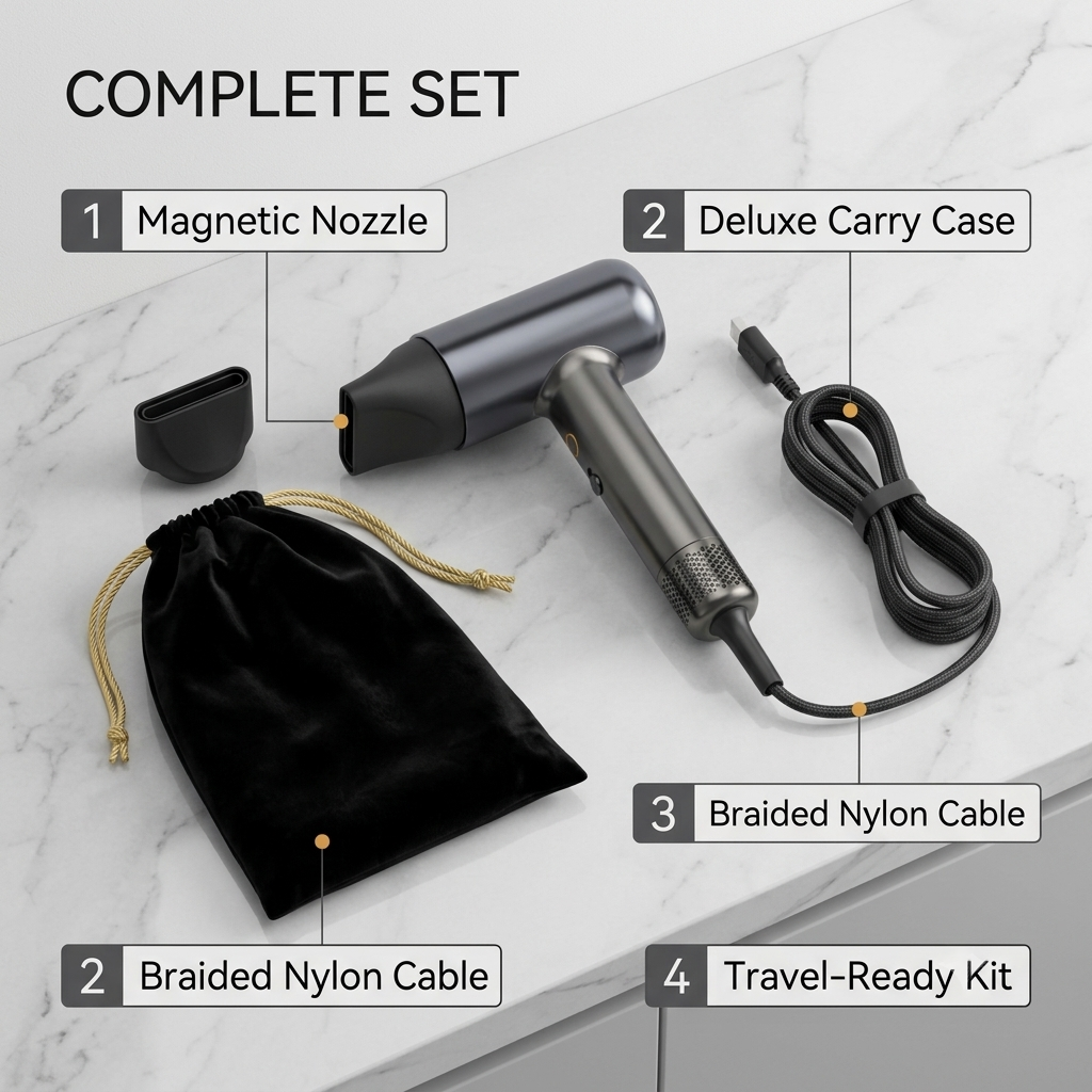 High-Speed Hair Dryer, 110,000 RPM Powerful BLDC Motor, Ionic Blow Dryer with Magnetic Nozzle & Smart Heat Control, Lightweight Fast Drying Hairdryer for Home and Travel