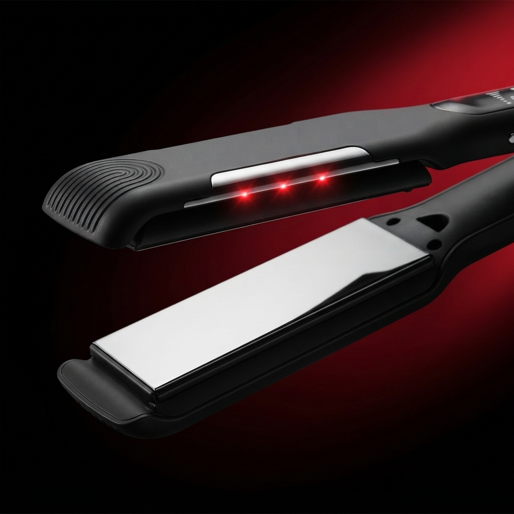 Professional Hair Straightener and Flat Iron, 230°C Adjustable Temp LED Display, Fast Heating Ceramic Tourmaline Ionic Flat Iron for Sleek Straight Hair and Styling, Ergonomic Anti-Scald Design, Black