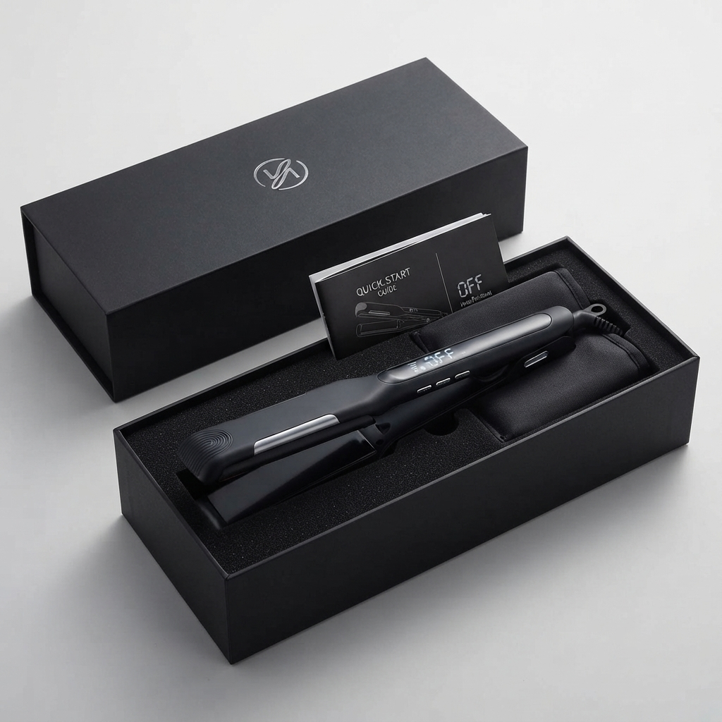 Professional Hair Straightener and Flat Iron, 230°C Adjustable Temp LED Display, Fast Heating Ceramic Tourmaline Ionic Flat Iron for Sleek Straight Hair and Styling, Ergonomic Anti-Scald Design, Black