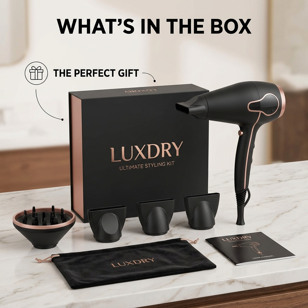 High-Speed Ionic Hair Dryer with Intelligent Heat Control - Professional Blow Dryer with 5 Magnetic Nozzles, Diffuser, Digital LED Display, 3 Speed & 4 Heat Settings for Fast Drying & Anti-Frizz (Matte Black & Rose Gold)