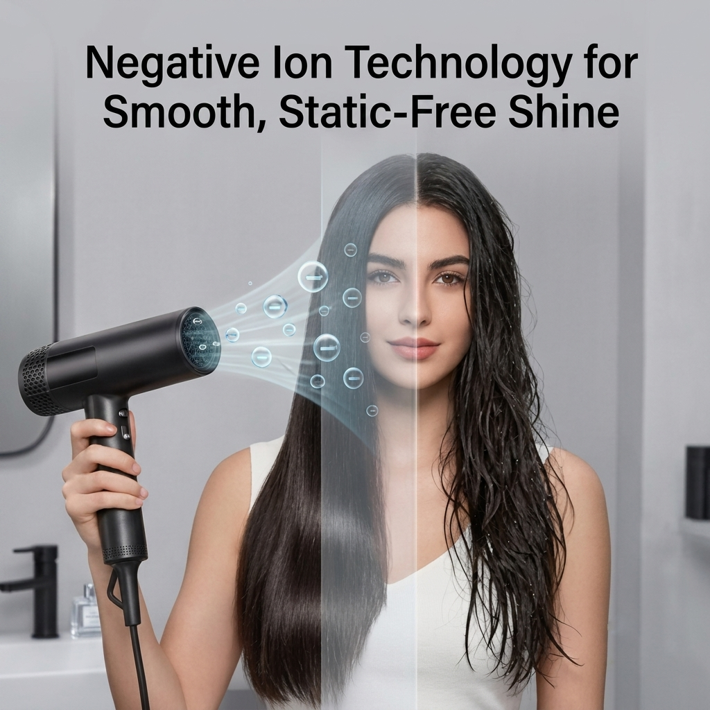 Professional High Speed Hair Dryer with Smart LCD Display, Negative Ionic Blow Dryer for Fast Drying, Precise Temp Control Hairdryer with Diffuser & Nozzles, Complete Travel Gift Set for Women