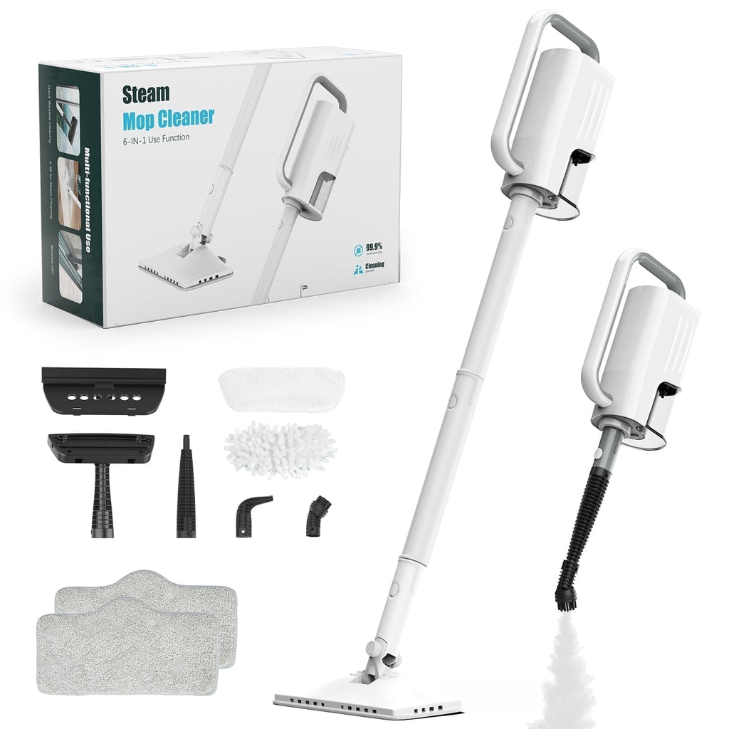 ONSON Steam Mop, 6-in-1 Detachable Handheld Steam Mop Cleaner with 2 Microfiber Pads for Hard Floor, Carpet