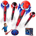 Aogsiyt Rocket Launcher for Kids, 4 Foam Rockets with Web Air Pump, Stomping Launch Toys, Outdoor Spider Toys Gifts for Boys Girls Age 3-10