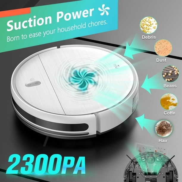ONSON Robot Vacuum Cleaner,2 in 1 Robot Vacumm Mop Combo, With Alexa/WiFi/App Connection,for Pet Hair，Hard Floor - Black