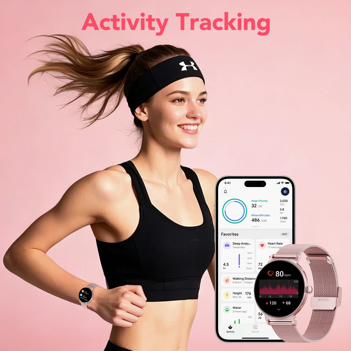 Smart Watch for Women, 1.27" HD Thin Face Smartwatch Compatible with iPhone/Android (Answer/Make Calls), IP68 Waterproof, 100+ Sport Modes Fitness Tracker with 2 Bands
