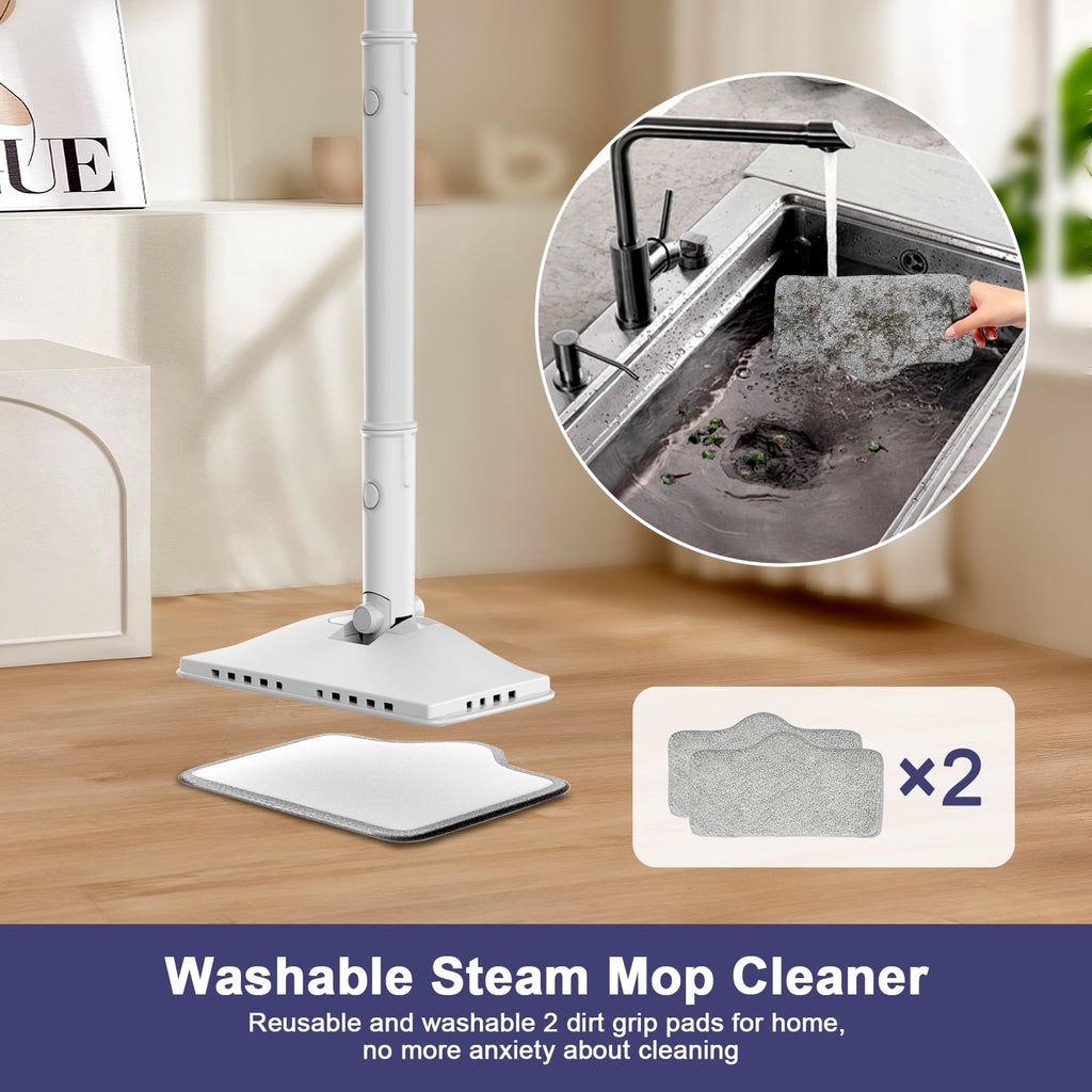 ONSON Steam Mop, 6-in-1 Detachable Handheld Steam Mop Cleaner with 2 Microfiber Pads for Hard Floor, Carpet