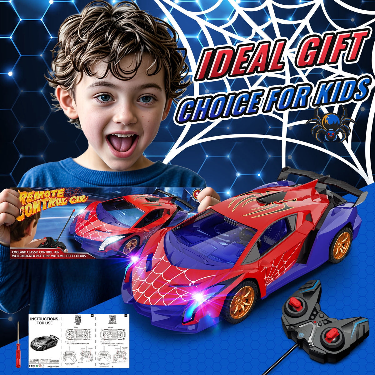 Aogsiyt Remote Control Car for Kids with LED Lights, 1:18 Drift RC Cars Toy, Brithday Gift for Boys Girls Ages 3-12