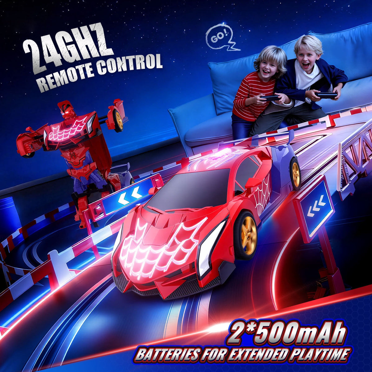 Aogsiyt 1:18 RC Car Transform Robot, Remote Control Cars for Kids, Birthday Gifts for 3-12 Year Old Boys , 360° Rotation, Upgraded Light-Up Version