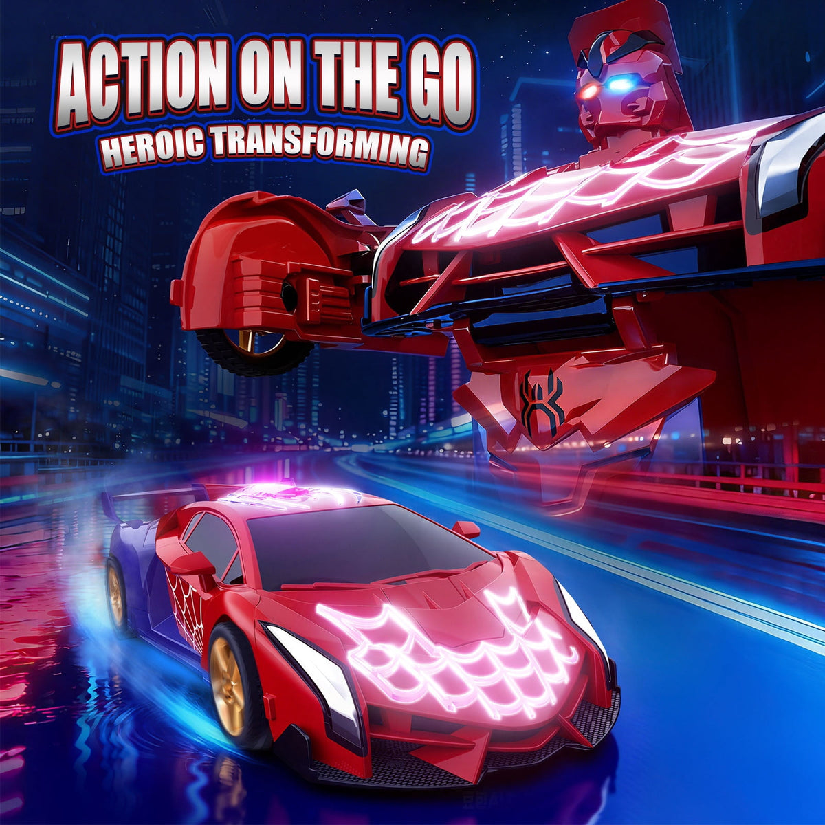 Aogsiyt 1:18 RC Car Transform Robot, Remote Control Cars for Kids, Birthday Gifts for 3-12 Year Old Boys , 360° Rotation, Upgraded Light-Up Version