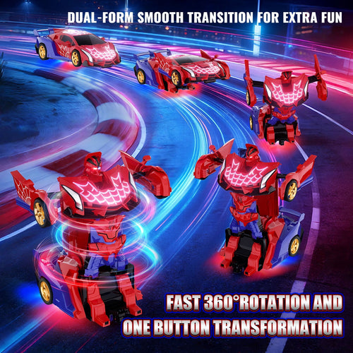 Aogsiyt 1:18 RC Car Transform Robot, Remote Control Cars for Kids, Birthday Gifts for 3-12 Year Old Boys , 360° Rotation, Upgraded Light-Up Version