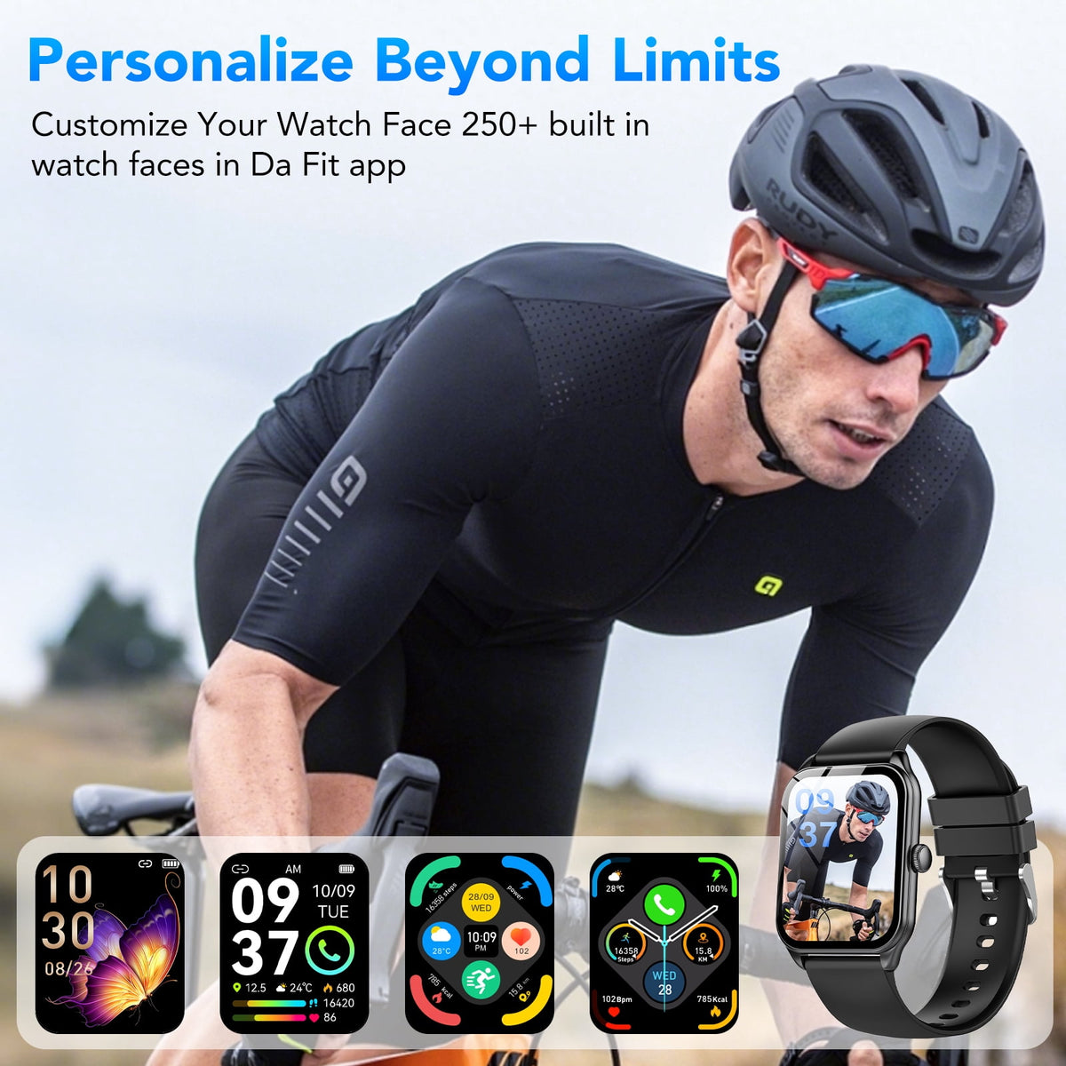 Smart Watch Fits for Android and iPhone, IP68 Waterproof Smartwatch for Women Men 100+ Sports Modes 1.85-inch Fitness Tracker, Smart Watch with Bluetooth Call(Answer/Make Calls), for Gift Black
