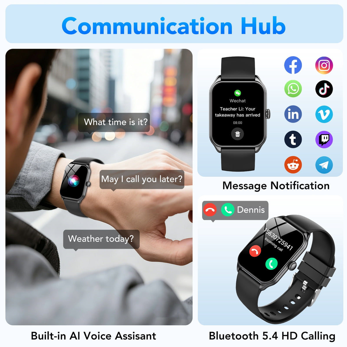 Smart Watch Fits for Android and iPhone, IP68 Waterproof Smartwatch for Women Men 100+ Sports Modes 1.85-inch Fitness Tracker, Smart Watch with Bluetooth Call(Answer/Make Calls), for Gift Black