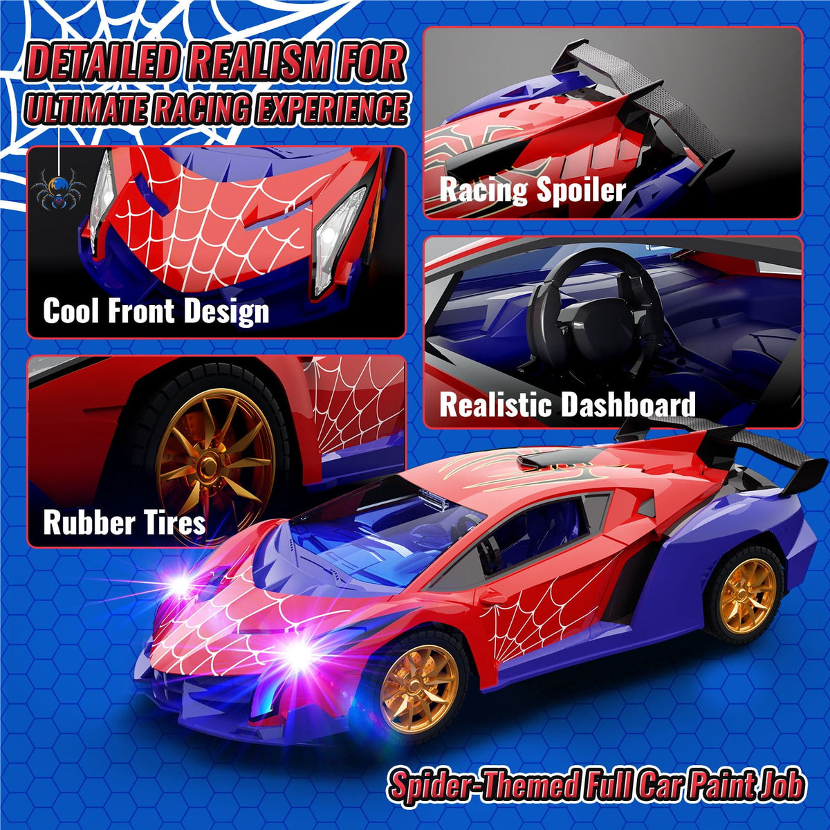 Aogsiyt Remote Control Car for Kids with LED Lights, 1:18 Drift RC Cars Toy, Brithday Gift for Boys Girls Ages 3-12