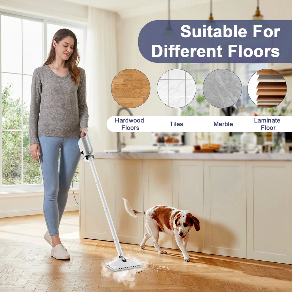ONSON Steam Mop, 6-in-1 Detachable Handheld Steam Mop Cleaner with 2 Microfiber Pads for Hard Floor, Carpet