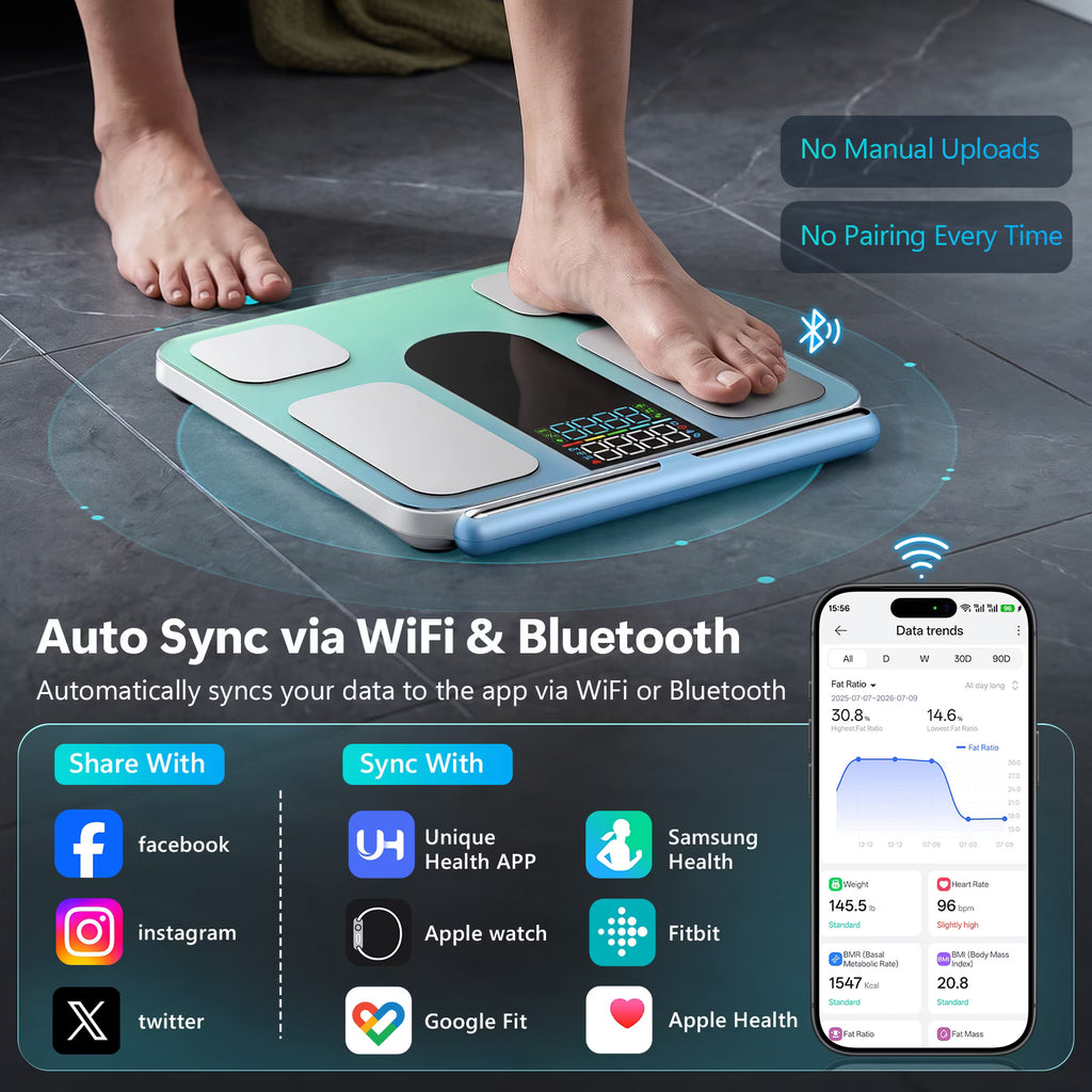 8-Electrodes Smart Body Fat Scale with WIFI