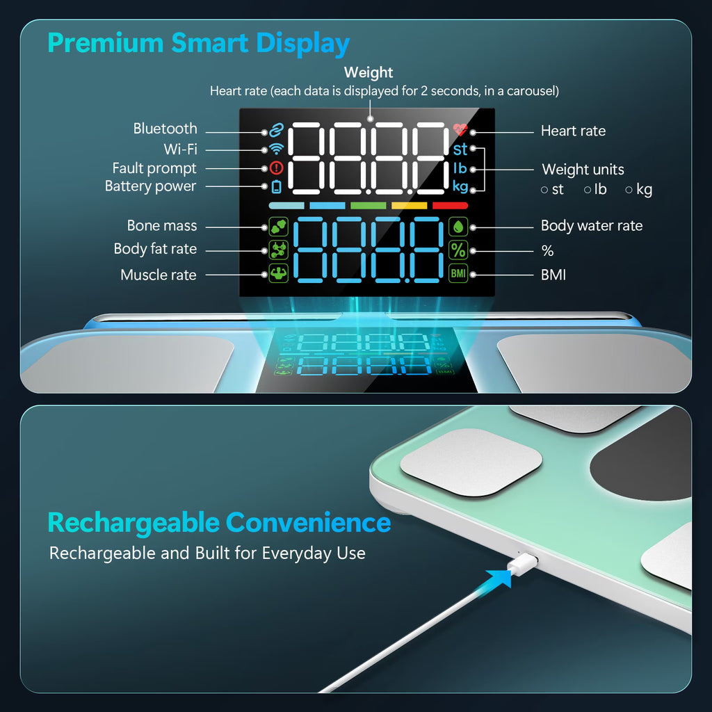 8-Electrodes Smart Body Fat Scale with WIFI