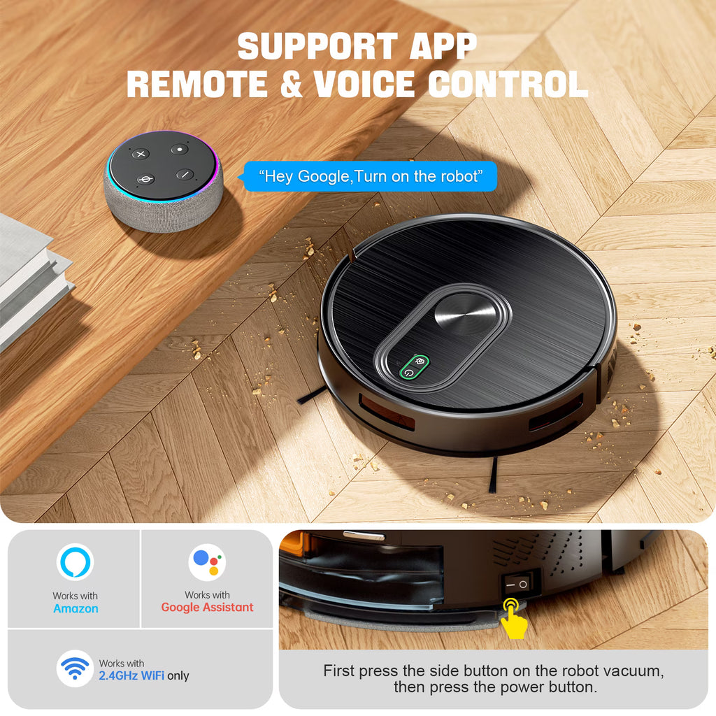 Robot Vacuum, 2000Pa Robotic Vacuum Cleaner for Pet Hair