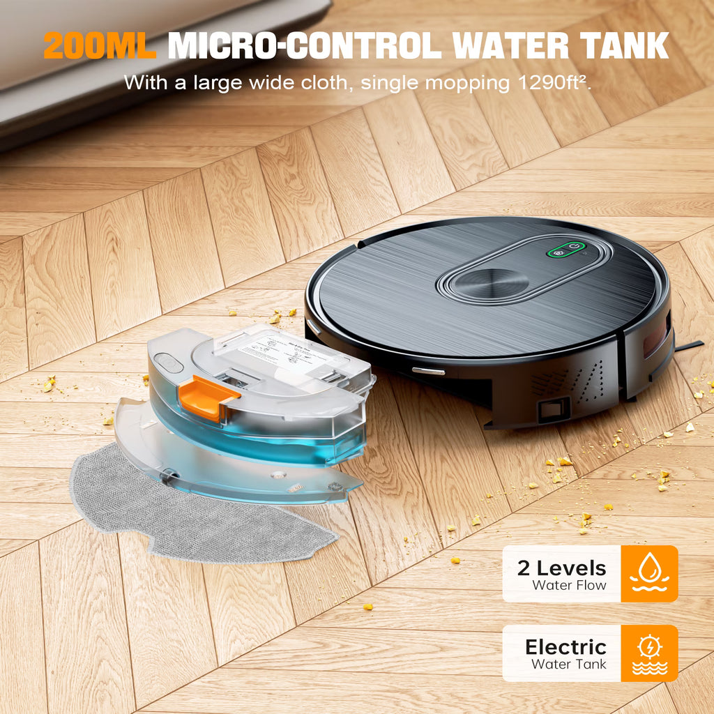 Robot Vacuum, 2000Pa Robotic Vacuum Cleaner for Pet Hair