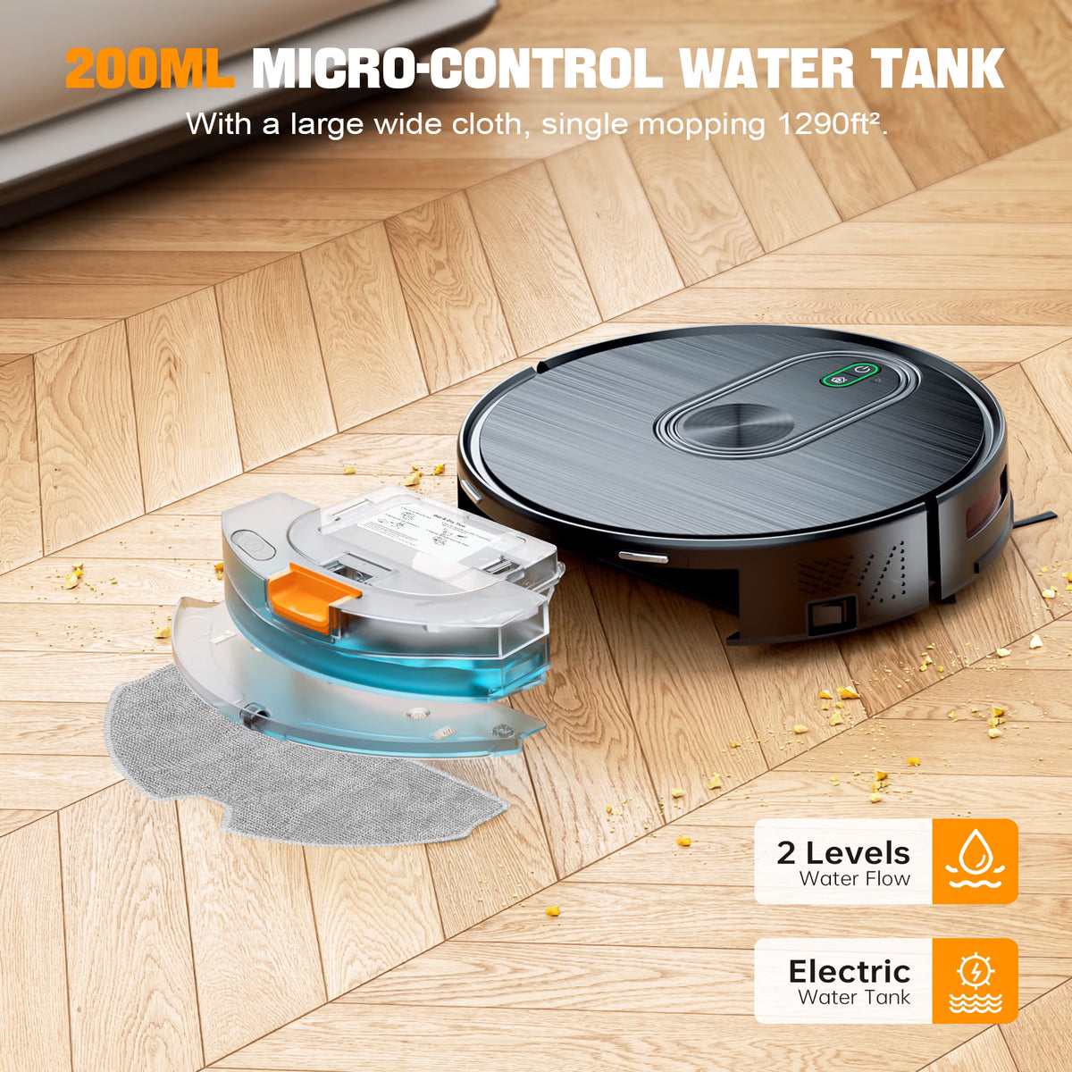 Robot Vacuum, 2000Pa Robotic Vacuum Cleaner for Pet Hair