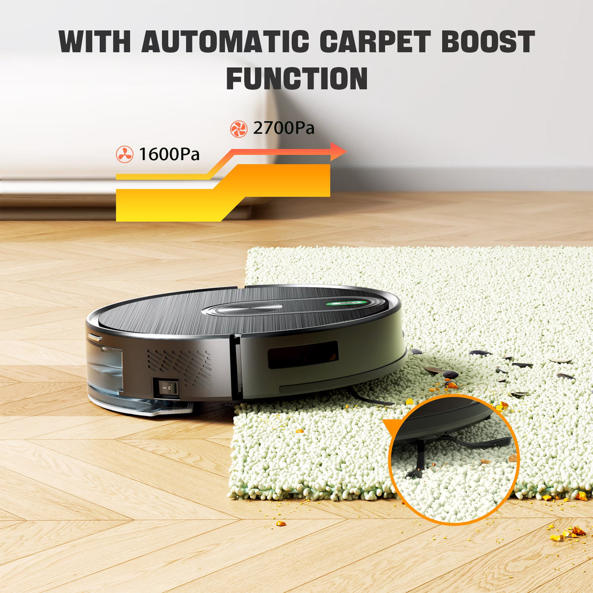 Robot Vacuum, 2000Pa Robotic Vacuum Cleaner for Pet Hair