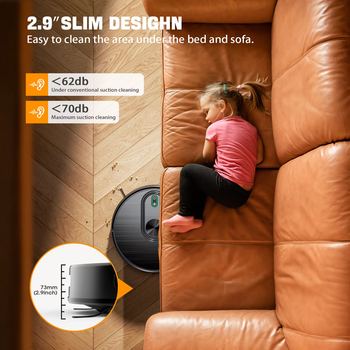 Robot Vacuum, 2000Pa Robotic Vacuum Cleaner for Pet Hair