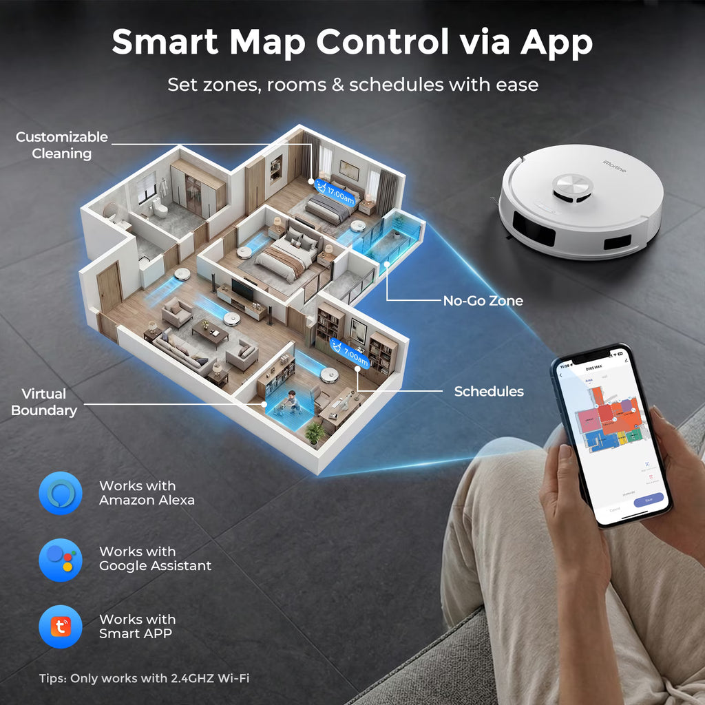Robot Vacuum and Mop Combo with 3D Home Mapping, Self-Emptying Base