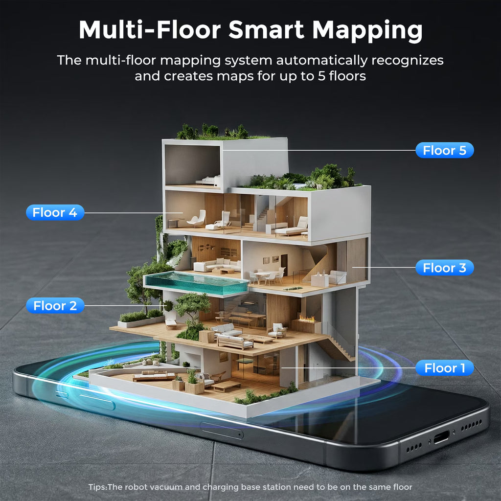 Robot Vacuum and Mop Combo with 3D Home Mapping, Self-Emptying Base