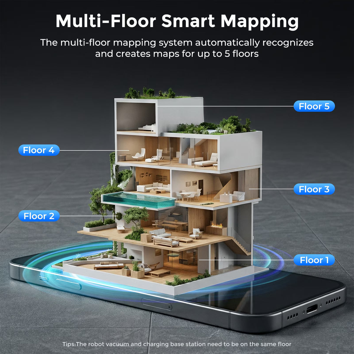 Robot Vacuum and Mop Combo with 3D Home Mapping, Self-Emptying Base