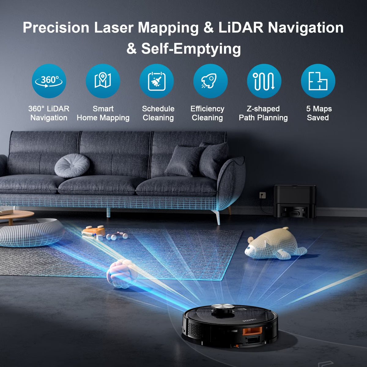 Robot Vacuum Cleaner,2 in 1 Robot Vacumm Mop Combo, With Alexa/WiFi/App Connection,for Pet Hair, Hard Floor