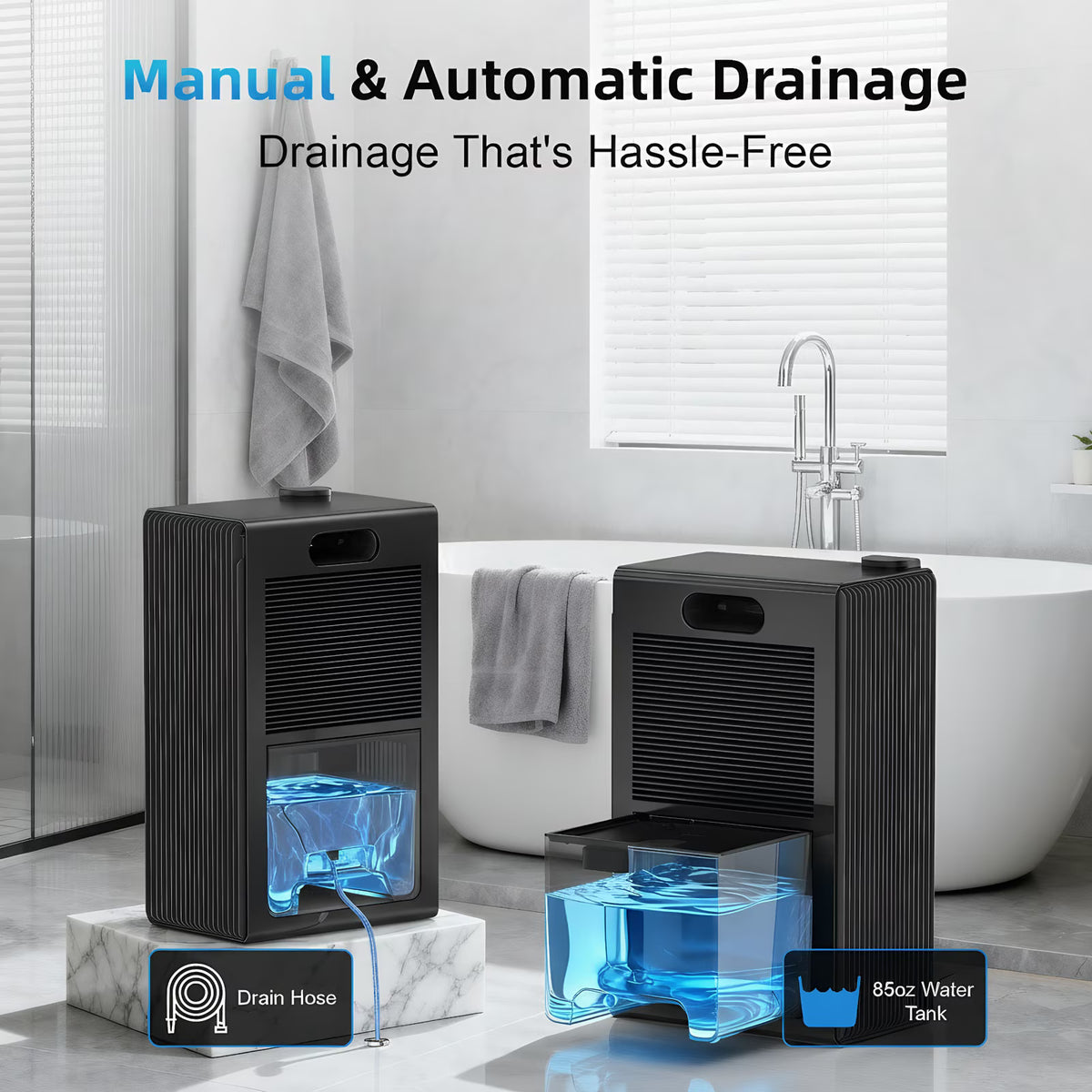 Humidifier for Basement (85fOZ, 800 sq ft) Quiet Dehumidifiers for Home, Auto Shut-Off, Sleep Mode, 3 Gear Timer(8H,16H,24H), Small Dehumidifier for Bedroom, Bathroom with Drain Hose