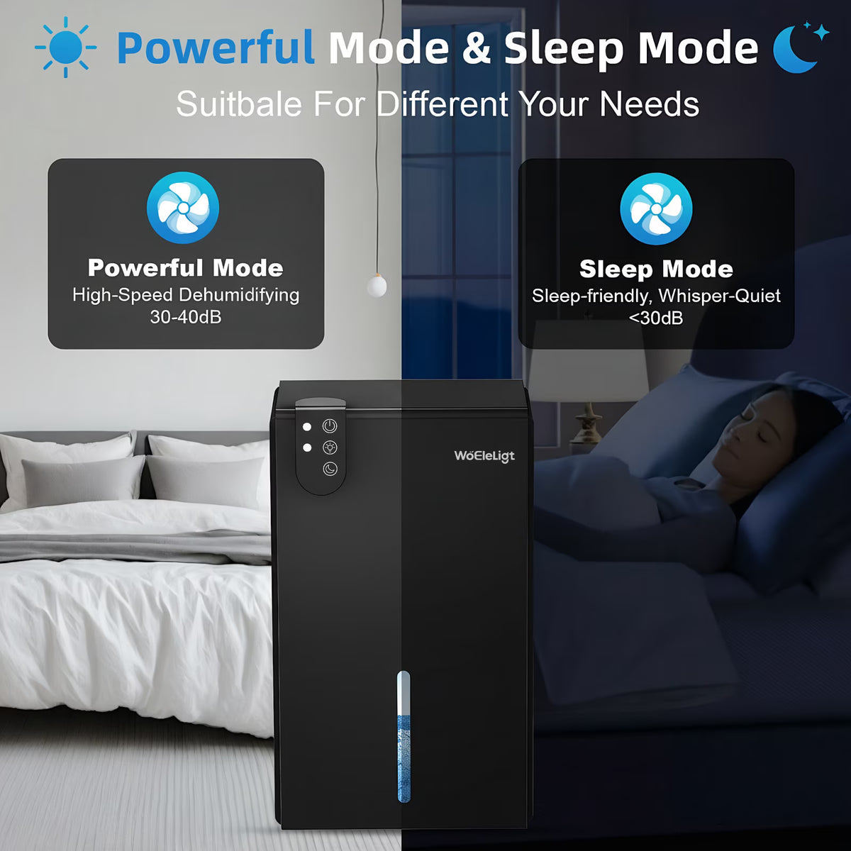 Humidifier for Basement (85fOZ, 800 sq ft) Quiet Dehumidifiers for Home, Auto Shut-Off, Sleep Mode, 3 Gear Timer(8H,16H,24H), Small Dehumidifier for Bedroom, Bathroom with Drain Hose